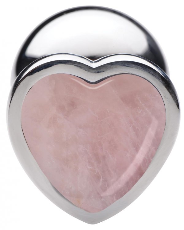 (d) Booty Sparks Gemstones La Heart Anal Plug Rose Quartz