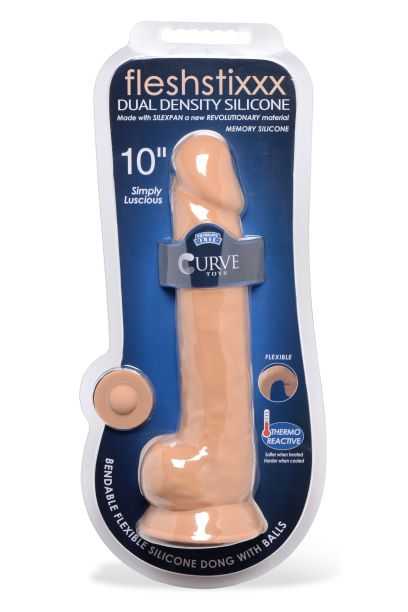 (wd) Fleshstixxx 10in Silicone Dildo W/ Balls Latte