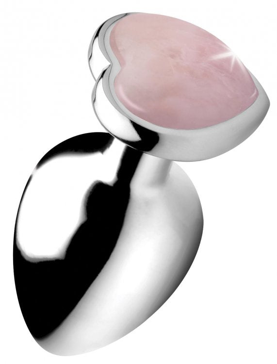 (d) Booty Sparks Gemstones La Heart Anal Plug Rose Quartz